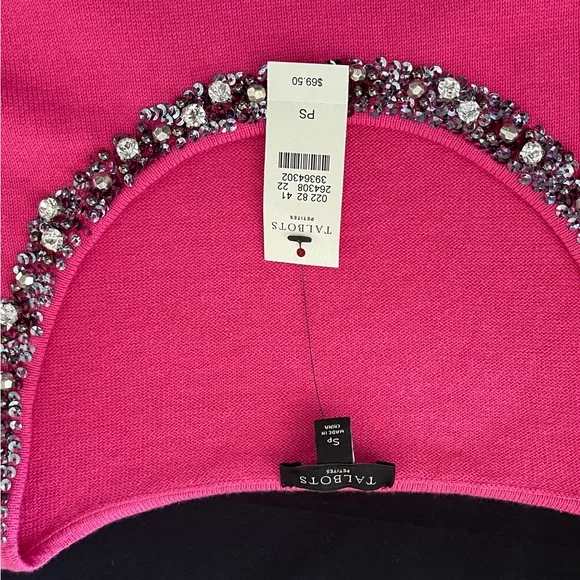 NWT Talbots Pink SP Top with Sparkling Neckline - Picture 4 of 6